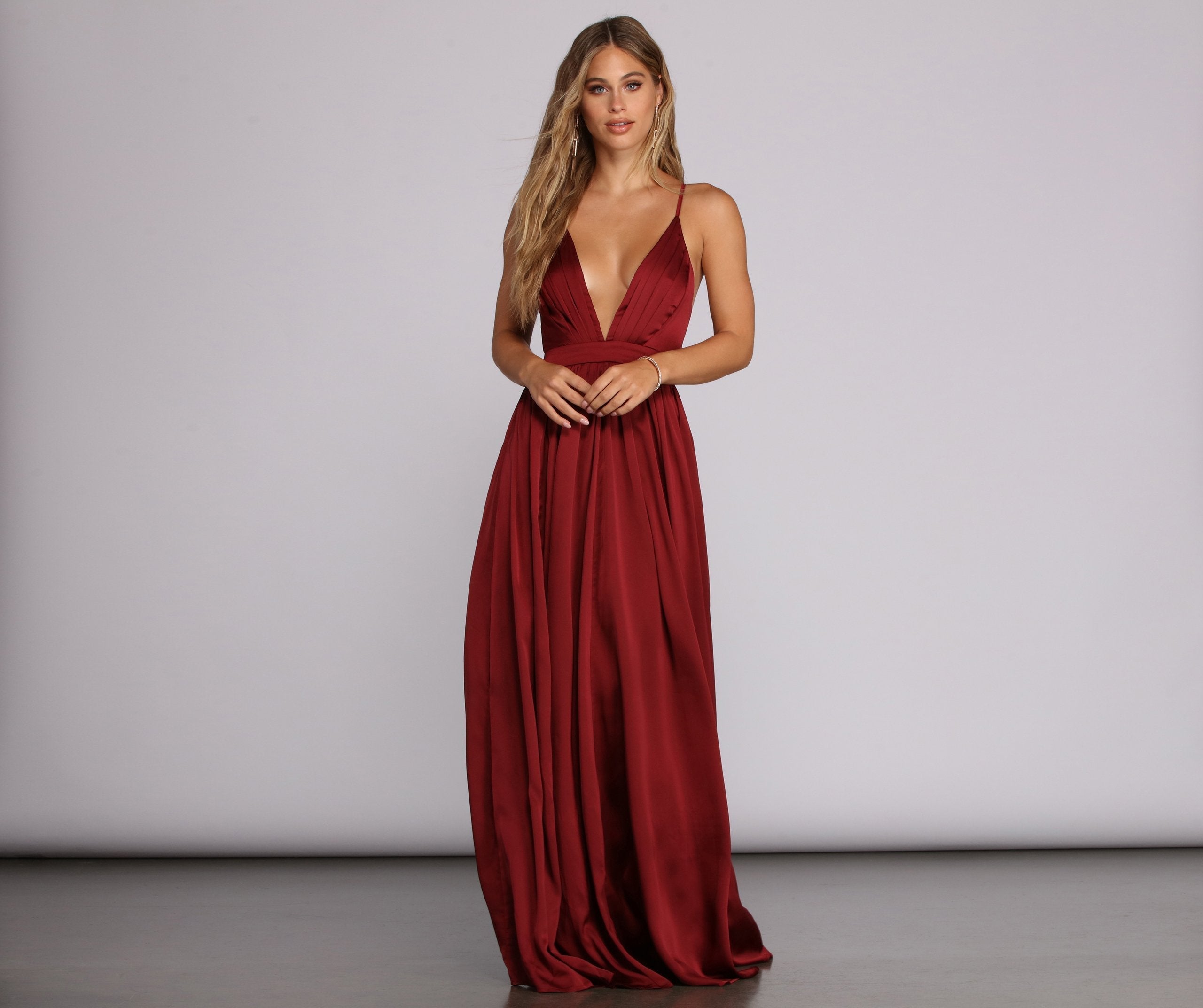 Nerissa Pleated Satin Gown