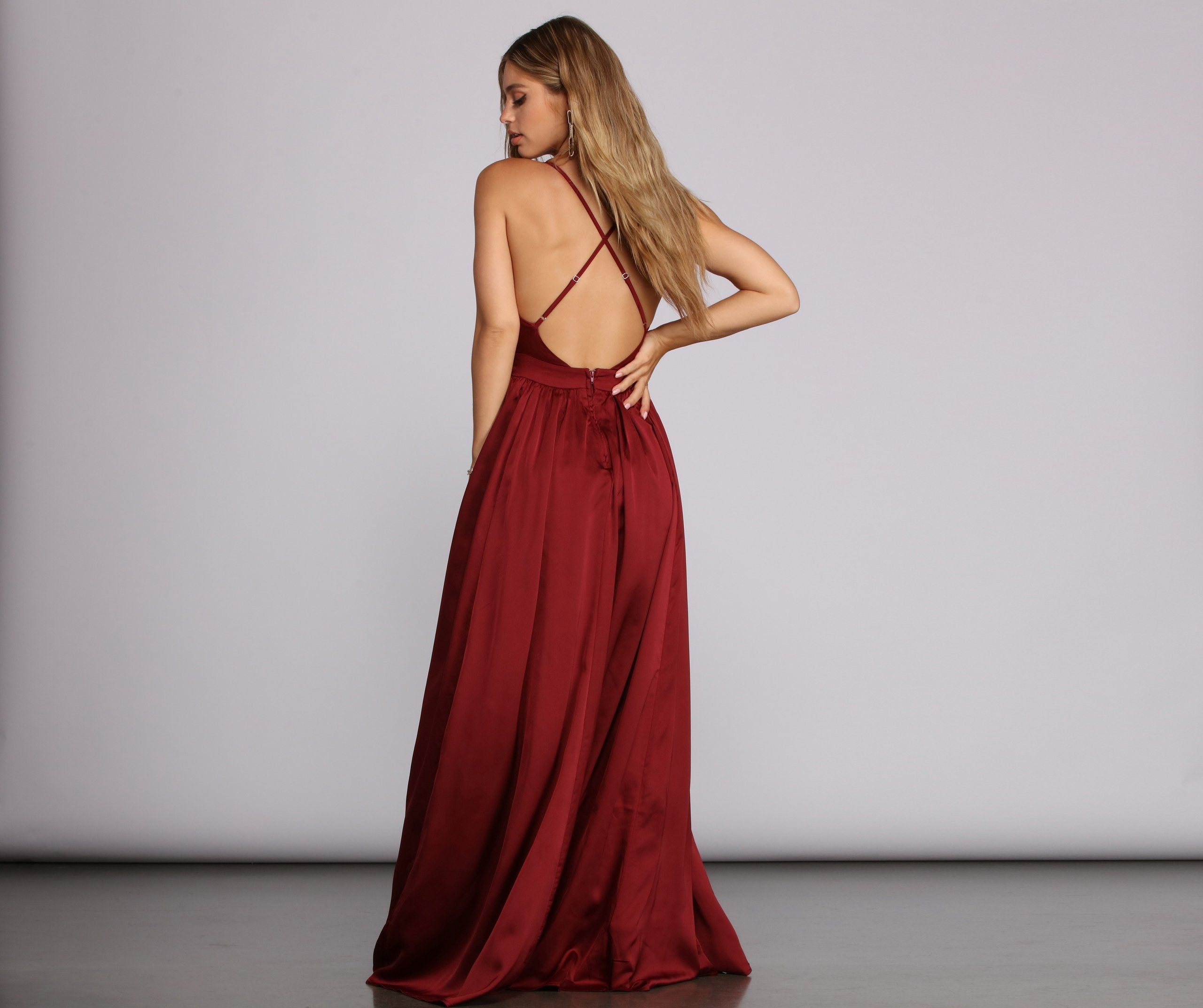 Nerissa Pleated Satin Gown