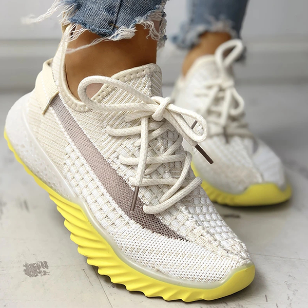 Net Surface Breathable Lace-Up Yeezy Sneakers