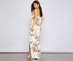 Nicole High-Slit Floral Formal Dress