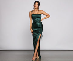 Norah Formal High Slit Satin Dress