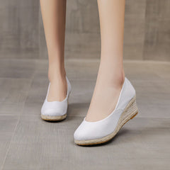 Casual Elegant Pu Slip On Wedge Heel Loafers