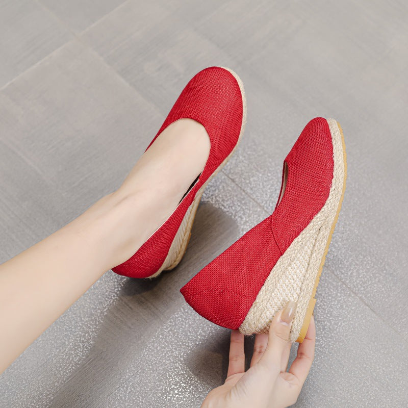 Casual Elegant Pu Slip On Wedge Heel Loafers