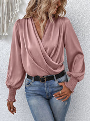 Two Sides Satin Drape Bodysuit - Peach Blush