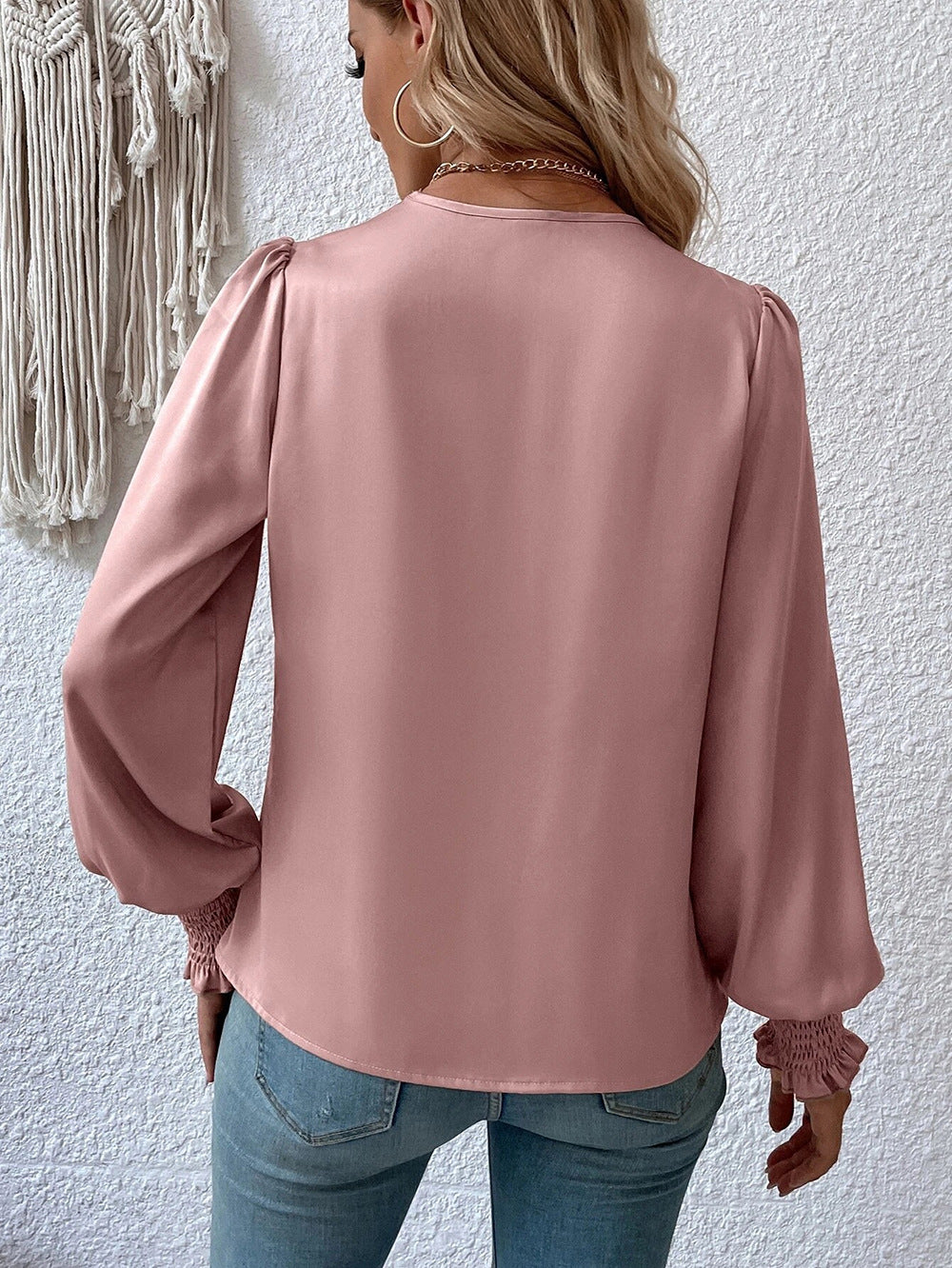 Two Sides Satin Drape Bodysuit - Peach Blush