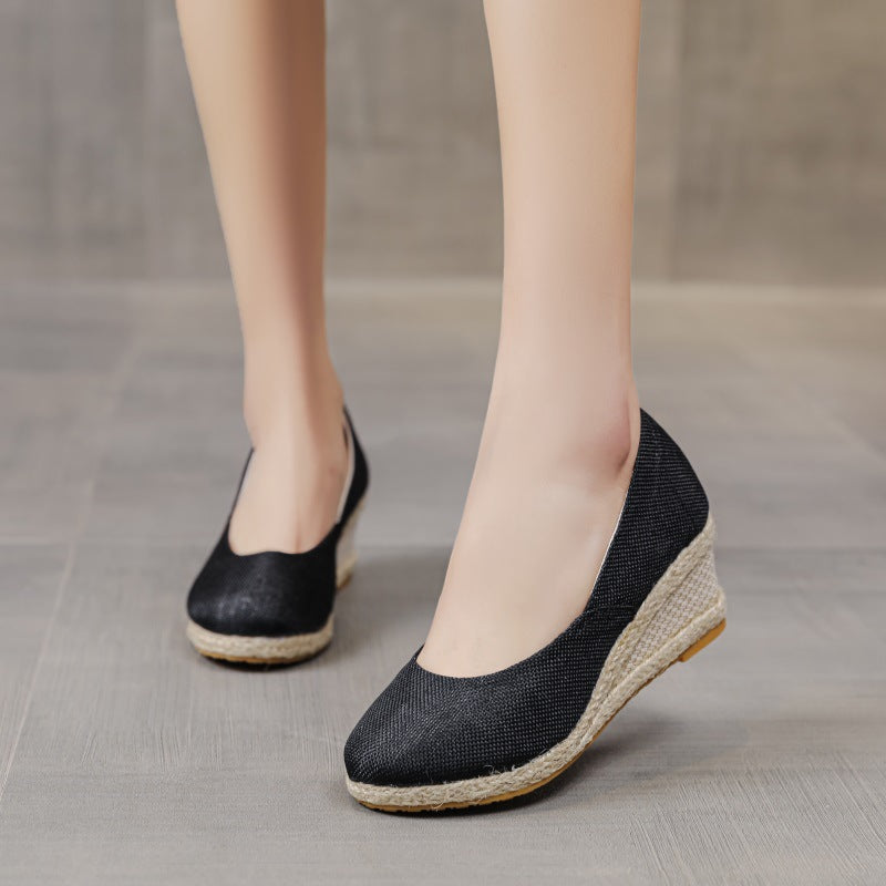 Casual Elegant Pu Slip On Wedge Heel Loafers