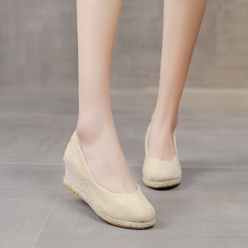 Casual Elegant Pu Slip On Wedge Heel Loafers