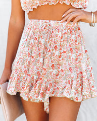 Omega Floral Ruffle Shorts - Orange