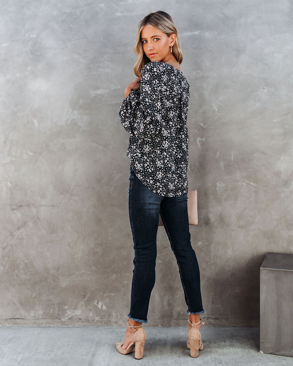 Only In Your Dreams Floral Lace Up Blouse