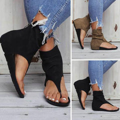 Hollow out Back Zipper Flat Booties