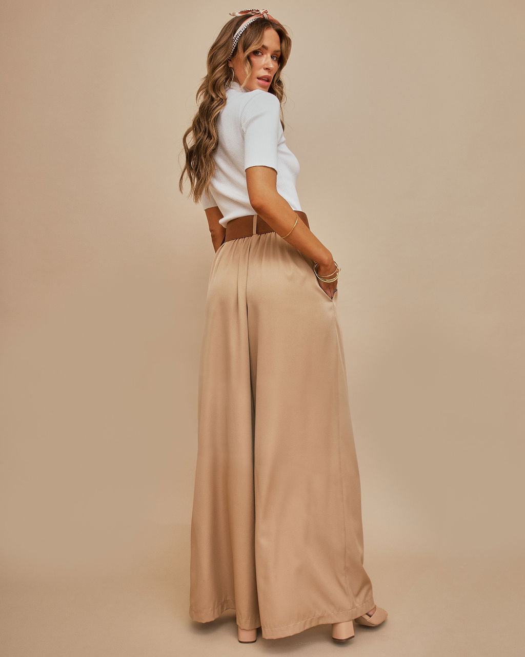 PREORDER - Taylor Belted Pocketed Pants - Khaki