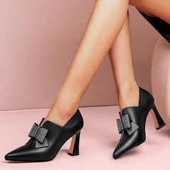 PU Kitten Heel Pumps Low Top Heels