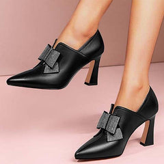 PU Kitten Heel Pumps Low Top Heels