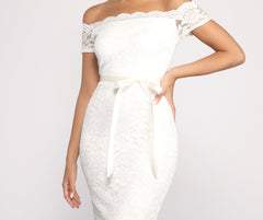 Paige Formal Off The Shoulder Scalloped Lace Dress