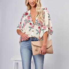 Palm Desert Floral Drape Bodysuit - Ivory