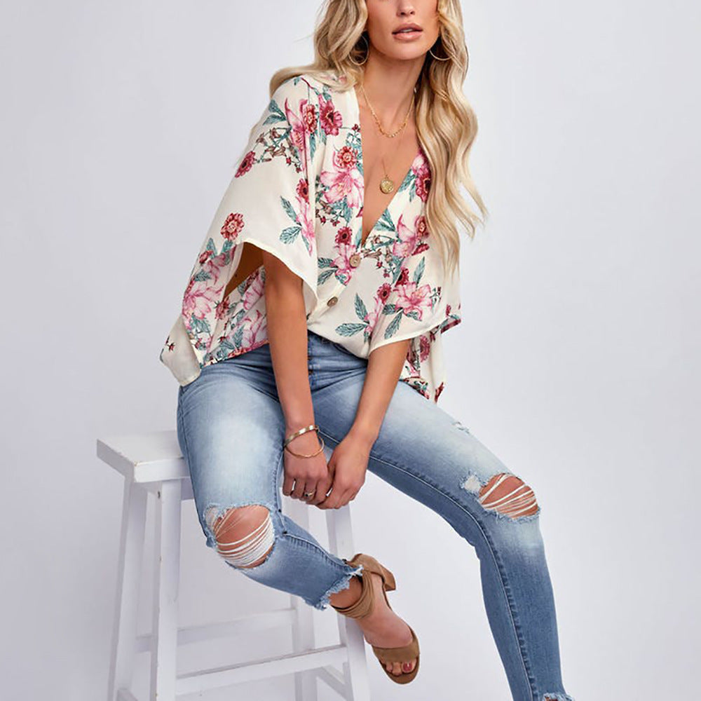 Palm Desert Floral Drape Bodysuit - Ivory