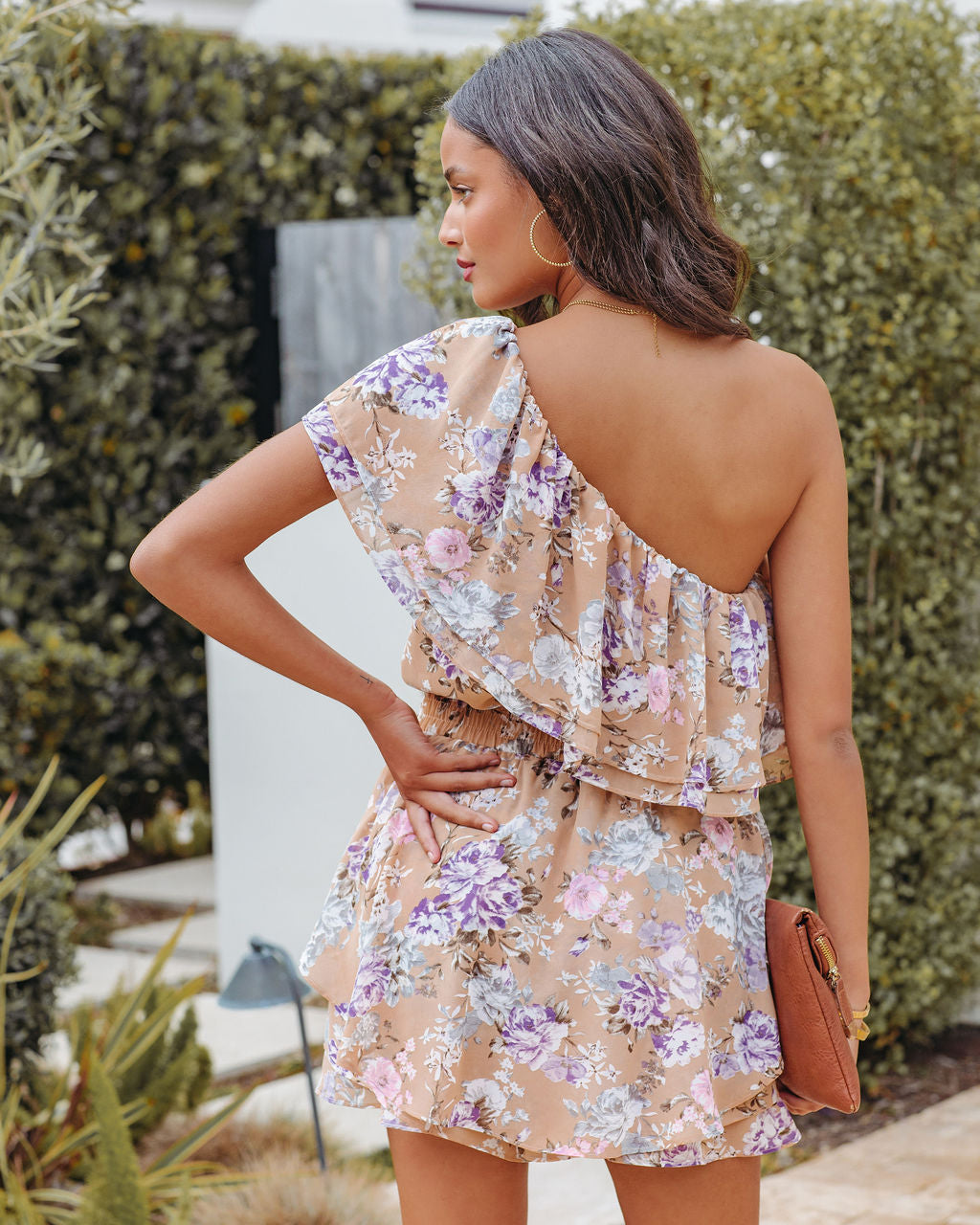 Parisienne Dreams Floral One Shoulder Ruffle Romper