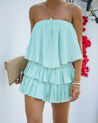 Phoebe Strapless Smocked Romper - Mint