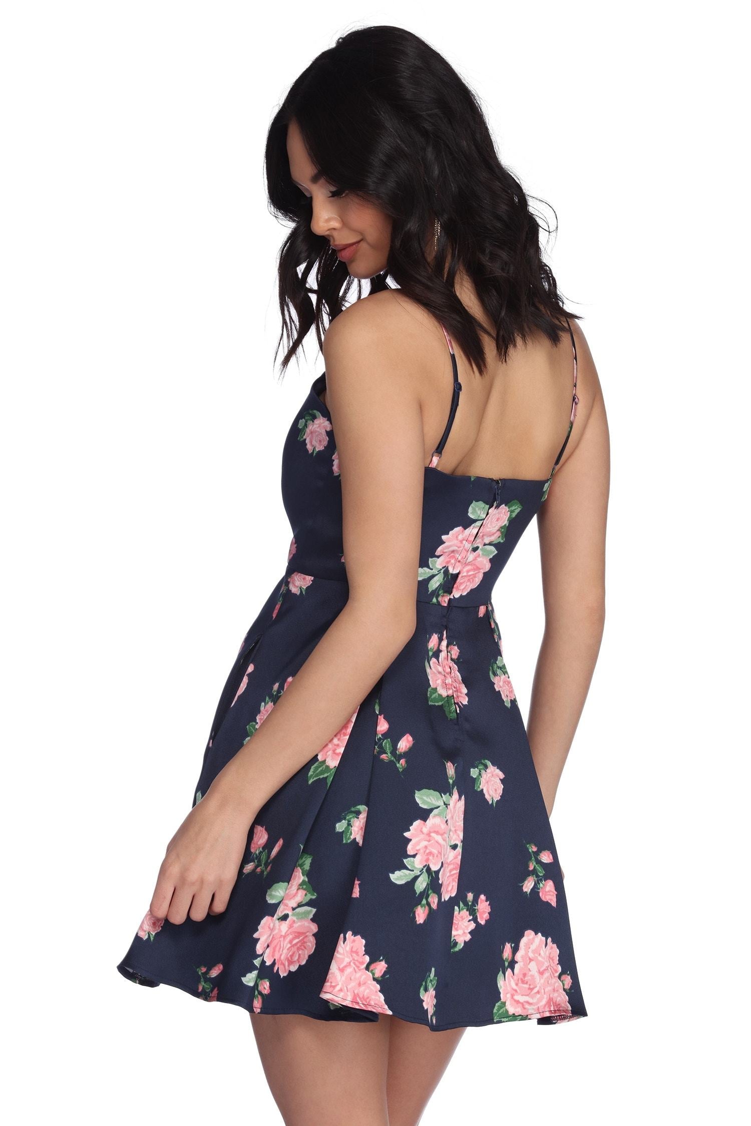 Pia Satin Floral Party Dress