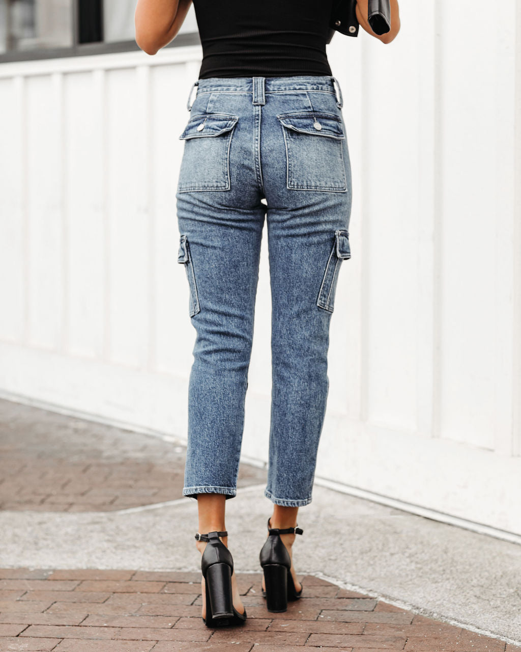 Pippa High Rise Slim Straight Cargo Denim