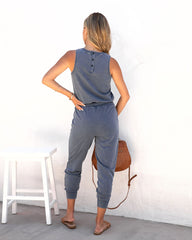 Placerville Pocketed Drawstring Jumpsuit - Indigo