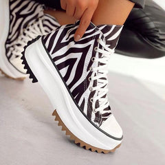 Platform Canvas Lace-Up Sneakers