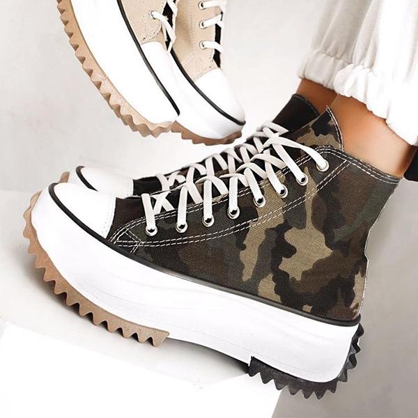 Platform Canvas Lace-Up Sneakers