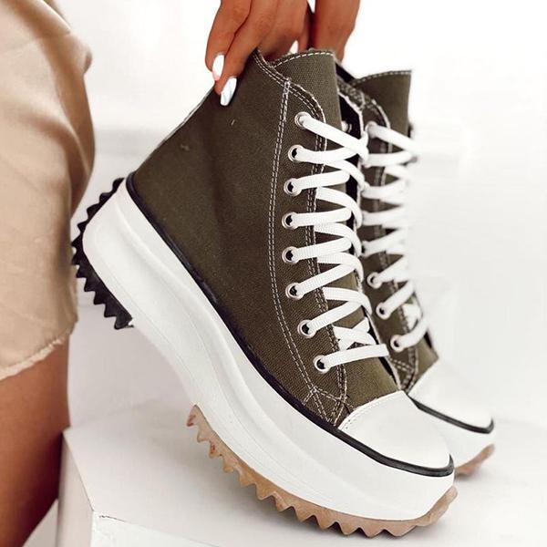 Platform Canvas Lace-Up Sneakers