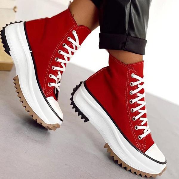 Platform Canvas Lace-Up Sneakers