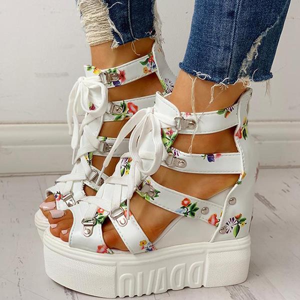 Platform Shoelaces High Sandals