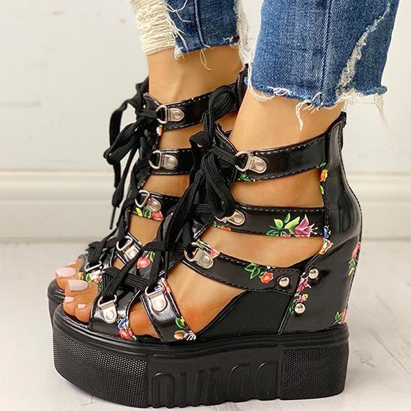 Platform Shoelaces High Sandals