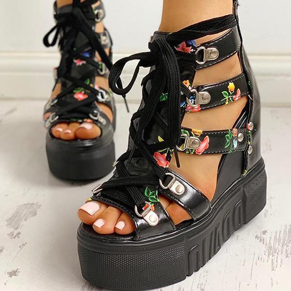 Platform Shoelaces High Sandals