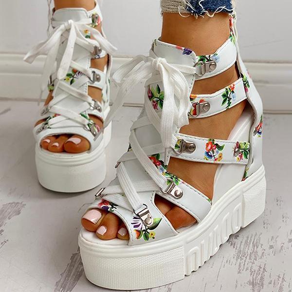 Platform Shoelaces High Sandals