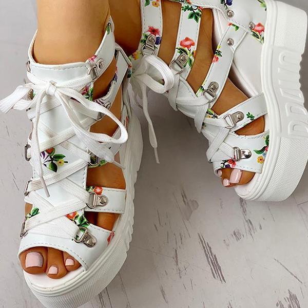 Platform Shoelaces High Sandals