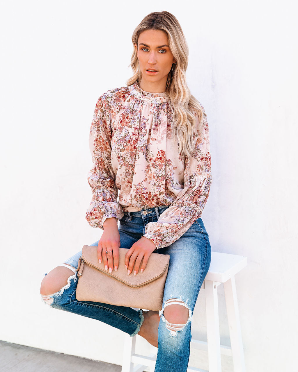 Plenty Of Love Floral Ruffle Sleeve Blouse