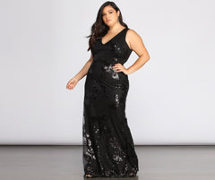 Plus Nima Floral Sequin Dress