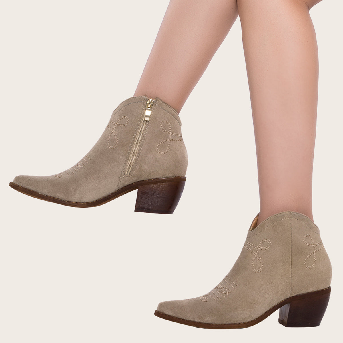 Pointed Toe Western Cowgirl Boots Chunky Heel Ankle Booties