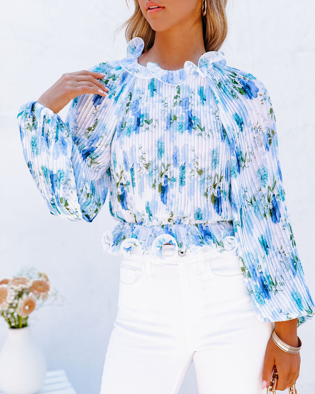 Ponce Floral Pleated Blouse