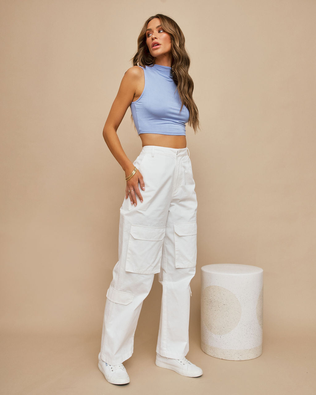 Popular Cotton Cargo Pants - White