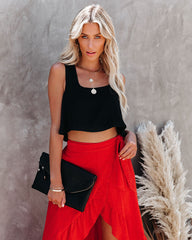 Pure Bliss Square Neck Crop Top - Black