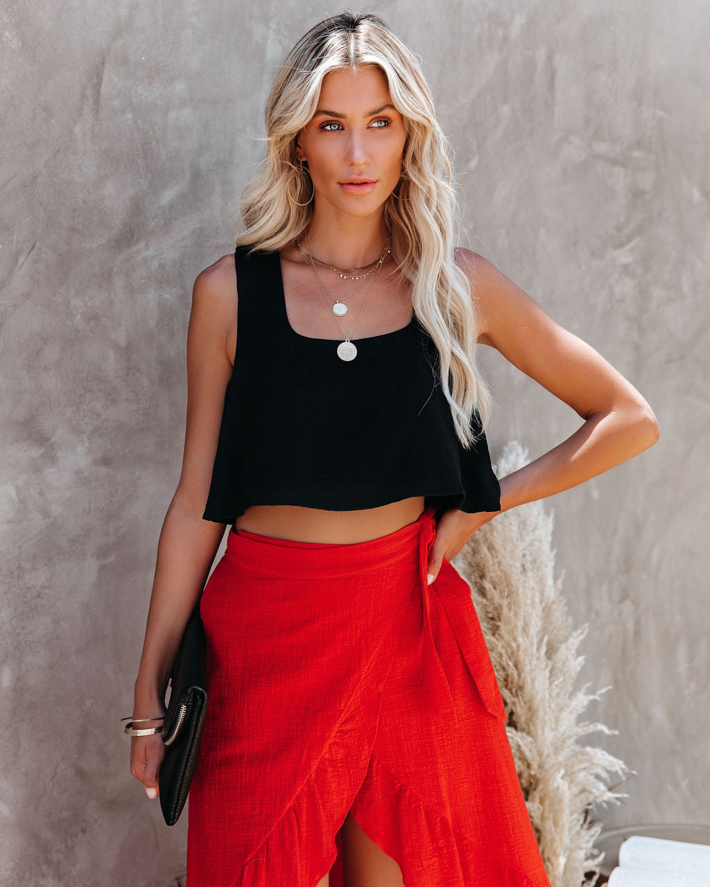 Pure Bliss Square Neck Crop Top - Black