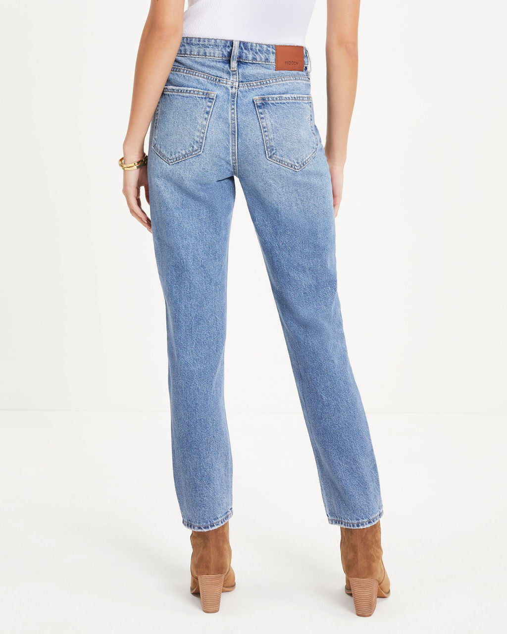 Pyper High Rise Rigid Asymmetrical Button Straight Jeans