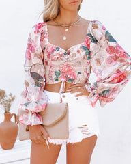 Queenie Floral Smocked Crop Blouse