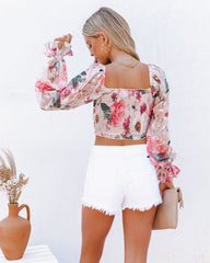 Queenie Floral Smocked Crop Blouse