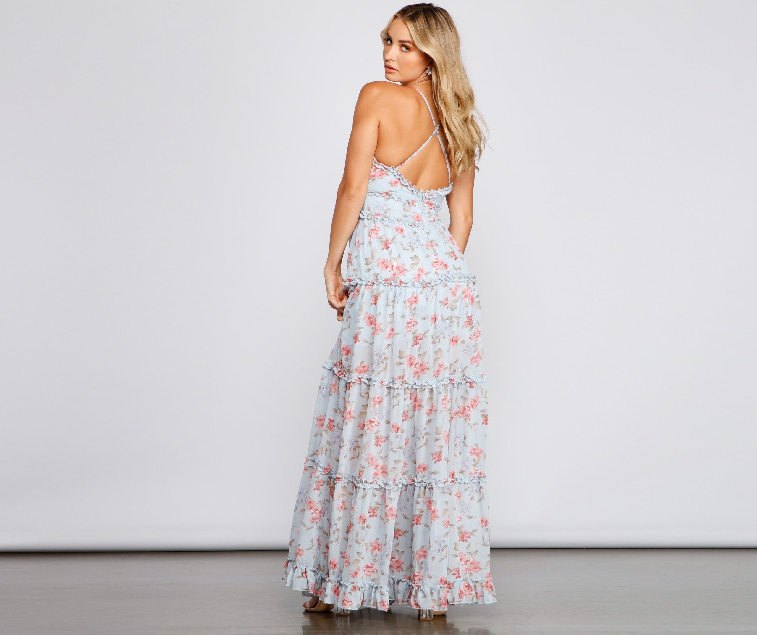 Quinn Formal Floral Ruffled A-Line Dress