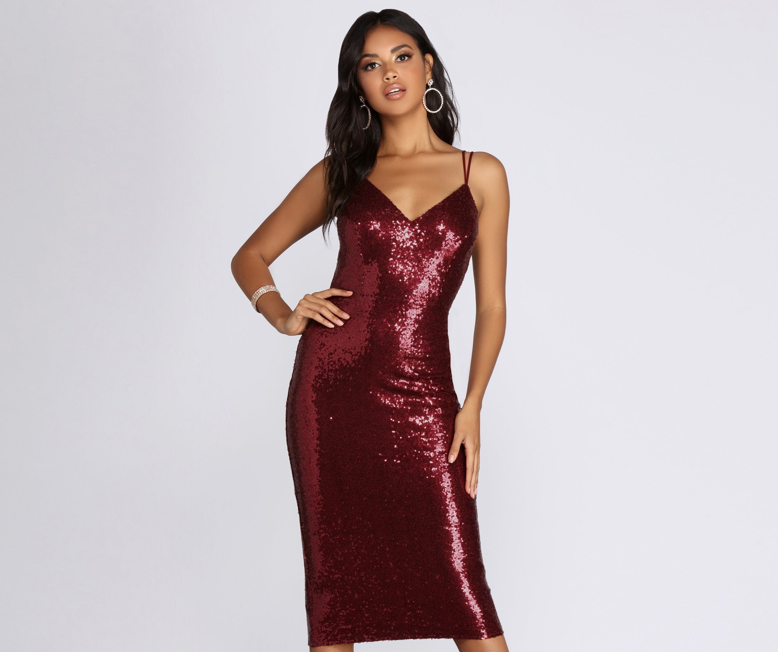 Raegan Formal Sequin Midi Dress