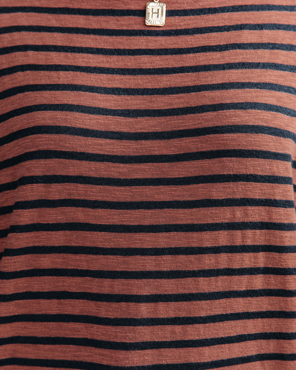 Raelle Cotton Blend Striped Top - Brown Navy