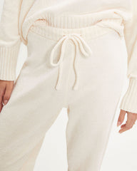 Rainy Day Glam Chenille Jogger Pants - Cream