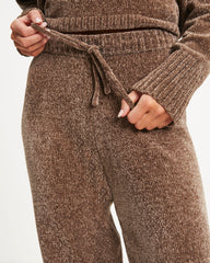 Rainy Day Glam Chenille Jogger Pants - Mocha