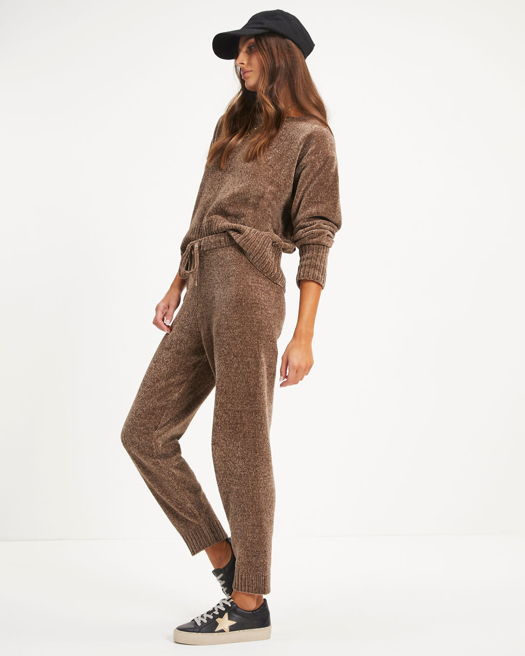 Rainy Day Glam Chenille Jogger Pants - Mocha